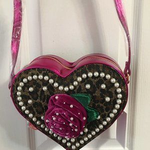 Betsey Johnson Valentine's Day  Heart Shaped Crossbody Purse New